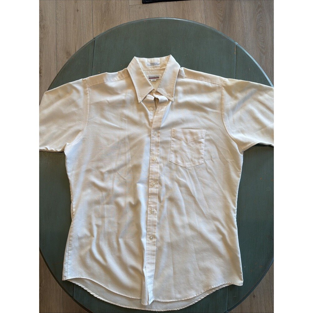 Vintage Montgomery Ward Short Sleeve Shirt Regular Cut Men’s 16 1/2 Beige